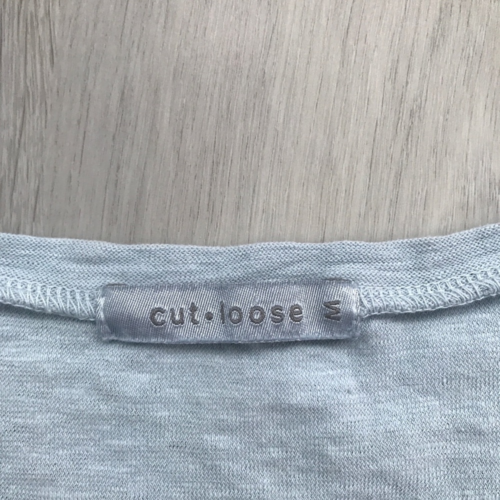 CUT LOOSE BLUE BABYDOLL T SHIRT SHORT SLEEVE PULLOVER WOMENS MEDIUM - Picture 2 of 7